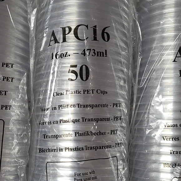 Clear Plastic PET Cups 16 oz new total 450disposable drinking cup APC16 sturdy